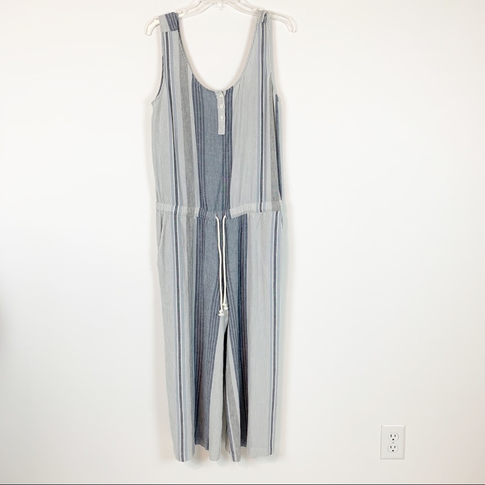 Cloth and stone stripe linen jumpsuit wrapped back